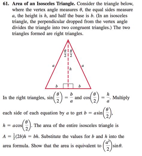Isosceles Triangle Formulas - Printable Math Worksheet