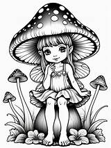 Enchanting Fairy And Mushroom Coloring Pages  Etsy sketch template