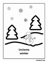 Spanish Winter Vocabulary Coloring Pages DIBUJOS PARA COLOREAR DE INVIERNO sketch template