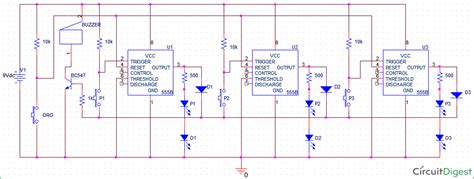 School/College Quiz Buzzer Circuit Diagram using 555 Timer IC