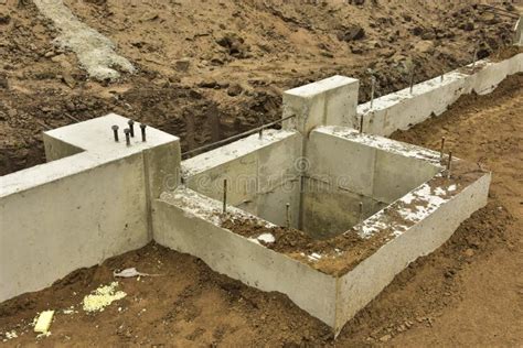 Concrete Foundation Complete for New Building Construction. Stock Photo ...