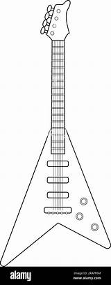 Easy coloring Cartoon Vector Illustration Of An Electric guitar  sketch template