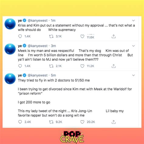 Pop Crave on Twitter: "In a series of now deleted tweets, Kanye West reveals that he has been ...