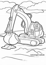 Bagger Malvorlage Colorear Kleurplaat Graafmachine Excavadora  sketch template