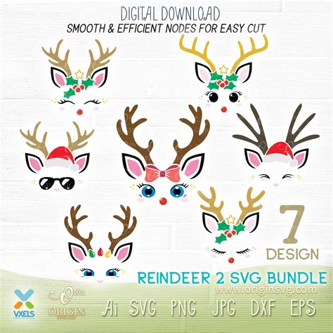 Art & Collectibles Clip Art Reindeer Names svg Rudolph svg Reindeer ...