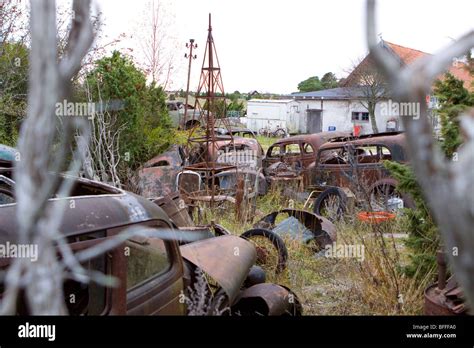 Old american rust car in junkyard Stock Photo - Alamy