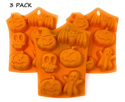 3 Pack Halloween Silicone Mold Bundle: Includes 3 Halloween Molds: Pumpkins, Pumpkin with Witch ...