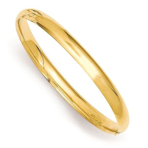 14K Yellow Gold Polished 5mm Hinged Baby Bangle Bracelet 5.5' 14K Yellow Gold Polished 5mm ...