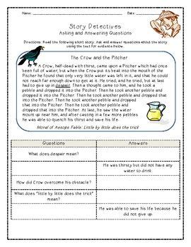 Asking and Answering Questions (The Crow and the Pitcher) | Third grade ...