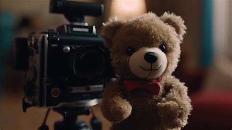 Premium AI Image | A teddy bear next to a camera and a camera