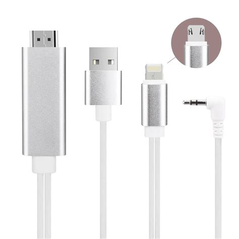 2 In 1 Lightning and Micro USB Digital AV Cable For iPhone Android ...