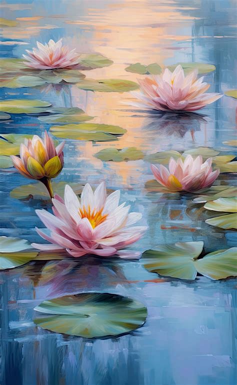 Serene Water Lily Pond Fine Art Poster | Zazzle | Flower art painting, Water lilies art, Flower ...