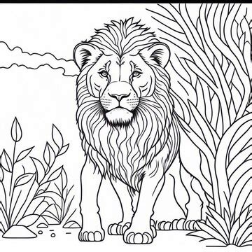 Premium Photo | Coloring page for kids Lion The Powerpuff Girls style line low detailm no shading