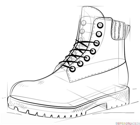 How to draw a hiking boot | Step by step Drawing tutorials