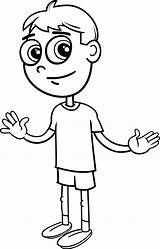 Elementary Age Boy Coloring Book Kid School Sketch Vector  sketch template