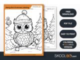 Merry Owl Christmas Coloring Worksheet - SKOOLGO