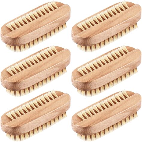 6 Pieces Nail Brushes Wooden Nail Cleaning Brushes Double Sided Scrub ...