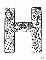Letter H Zentangle coloring Page  Free Printable Coloring Pages sketch template