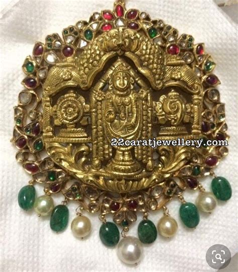 Antique Work Balaji Pendant with Kundan - Jewellery Designs