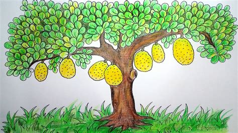 How to Draw a Jackfruit Tree Very Easy - YouTube