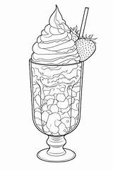 Premium Photo  A coloring Page Of Dessert With Strawberries And sketch template