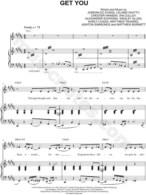 Daniel Caesar feat. Kali Uchis "Get You" Sheet Music in G# Minor (transposable) - Download ...