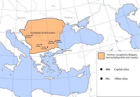 Extent of the First Bulgarian Empire under Tsar Simeon I (893-927) in 904 AD. This is my first ...