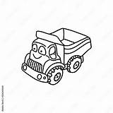 Funny toy Dump truck In Black Outline Style On A White Background  sketch template