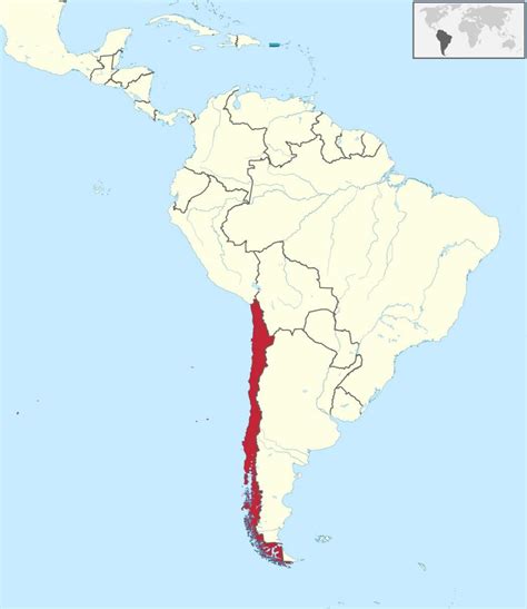 Chile south america map - Chile on south america map (South America - Americas)