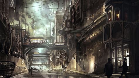Steampunk City, Steampunk, Fantasy, Street, City, HD wallpaper | Peakpx