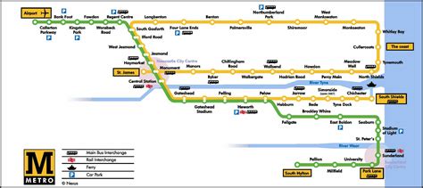 Newcastle metro map, England