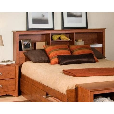 Full / Queen Bookcase Headboard in Cherry Finish - CSH-6643