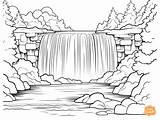 Realistic Waterfall Coloring Page For Kids  Free Printable sketch template