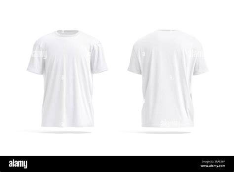 Blank white oversize t-shirt mockup, front and back view, 3d rendering. Empty textile big size ...