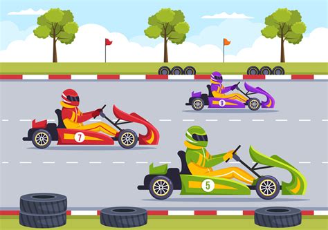 Karting Sport with Racing Game Go Kart or Mini Car on Small Circuit ...