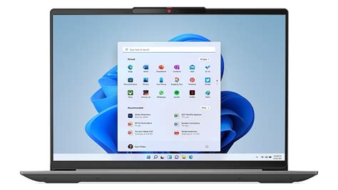 Front-facing IdeaPad Slim 5i Gen 8 laptop, showing keyboard edge & display with Windows 11 bloom