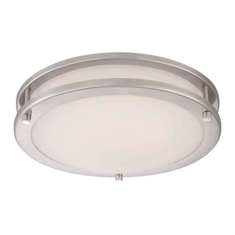 Hampton Bay Flaxmere 12 in. Modern Brushed Nickel Dimmable LED ...