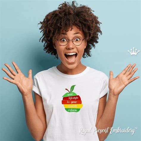 Life Style Apple Machine Embroidery Design - 2 sizes | Royal Present Embroidery