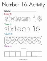 Number 16 Activity Coloring Page  Twisty Noodle sketch template