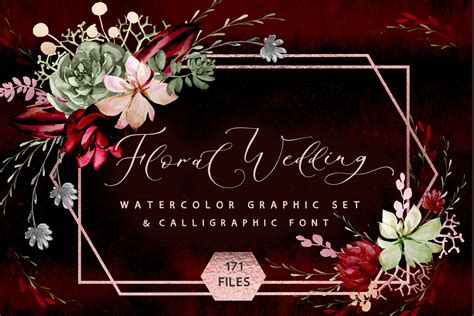 Rustic floral wedding graphic &fonts | Invitation Templates ~ Creative ...