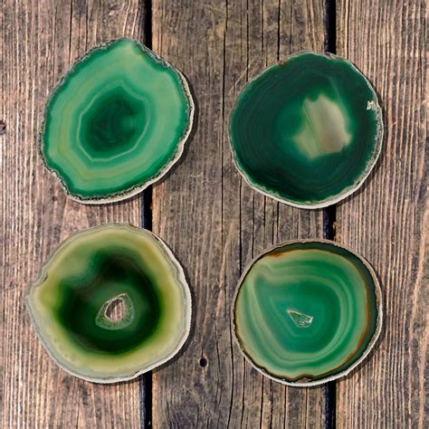 Green Agate Coasters - Curiosity Home