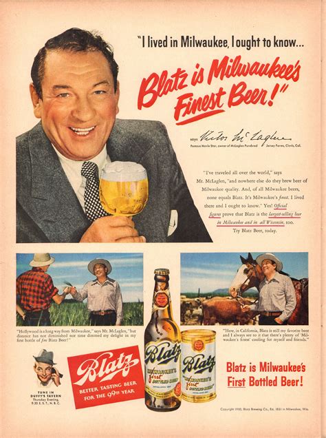 1950 Blatz Beer Advertisement Life Magazine March 27 1950 | Beer advertisement, Life magazine ...