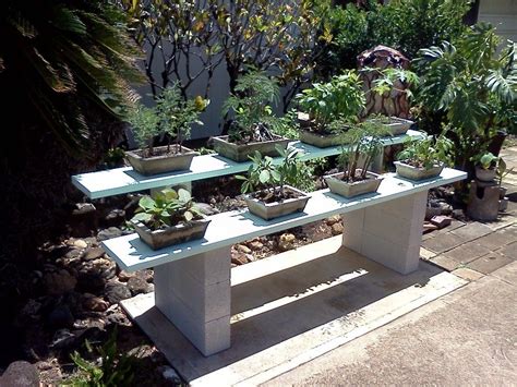 How to Make Display and Growing Benches and Shelves | Cinder block garden, Plant shelves outdoor ...