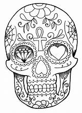 Tattoo Of A skull With Various drawings  Coloring Pages For Adults sketch template
