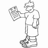 Boy With Results Paper Coloring Sheet sketch template