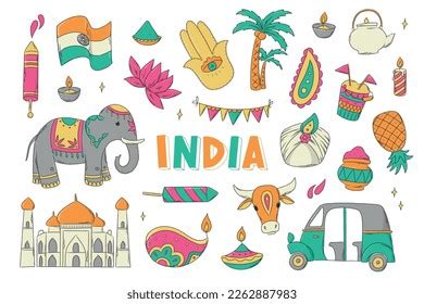 Indian Culture Clip Art Doodles Cartoon Stock Vector (Royalty Free) 2262887983 | Shutterstock