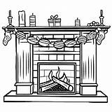 Christmas Fireplace Coloring Page · Creative Fabrica sketch template