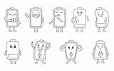 Premium Vector  Battery Cartoon Character coloring Page Full And Low sketch template