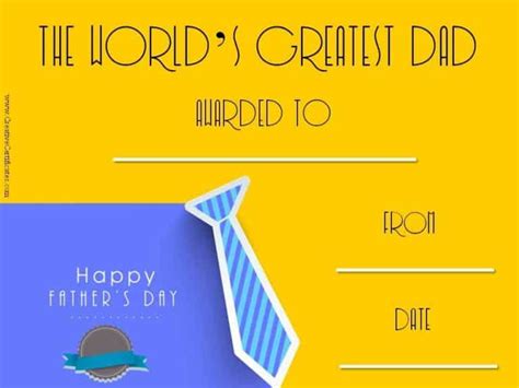 Father's day certificates | Free & Customizable | Instant Download