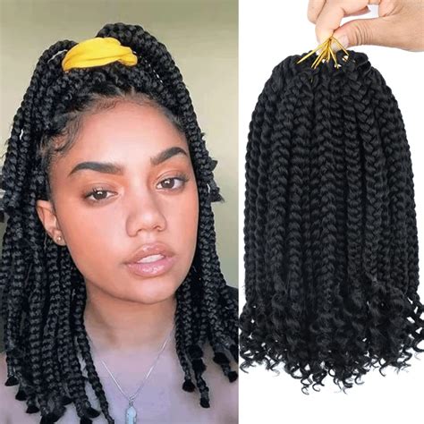 Layashow 12 Inch Crochet Box Braids Curly Ends Packs Bohemian Box ...